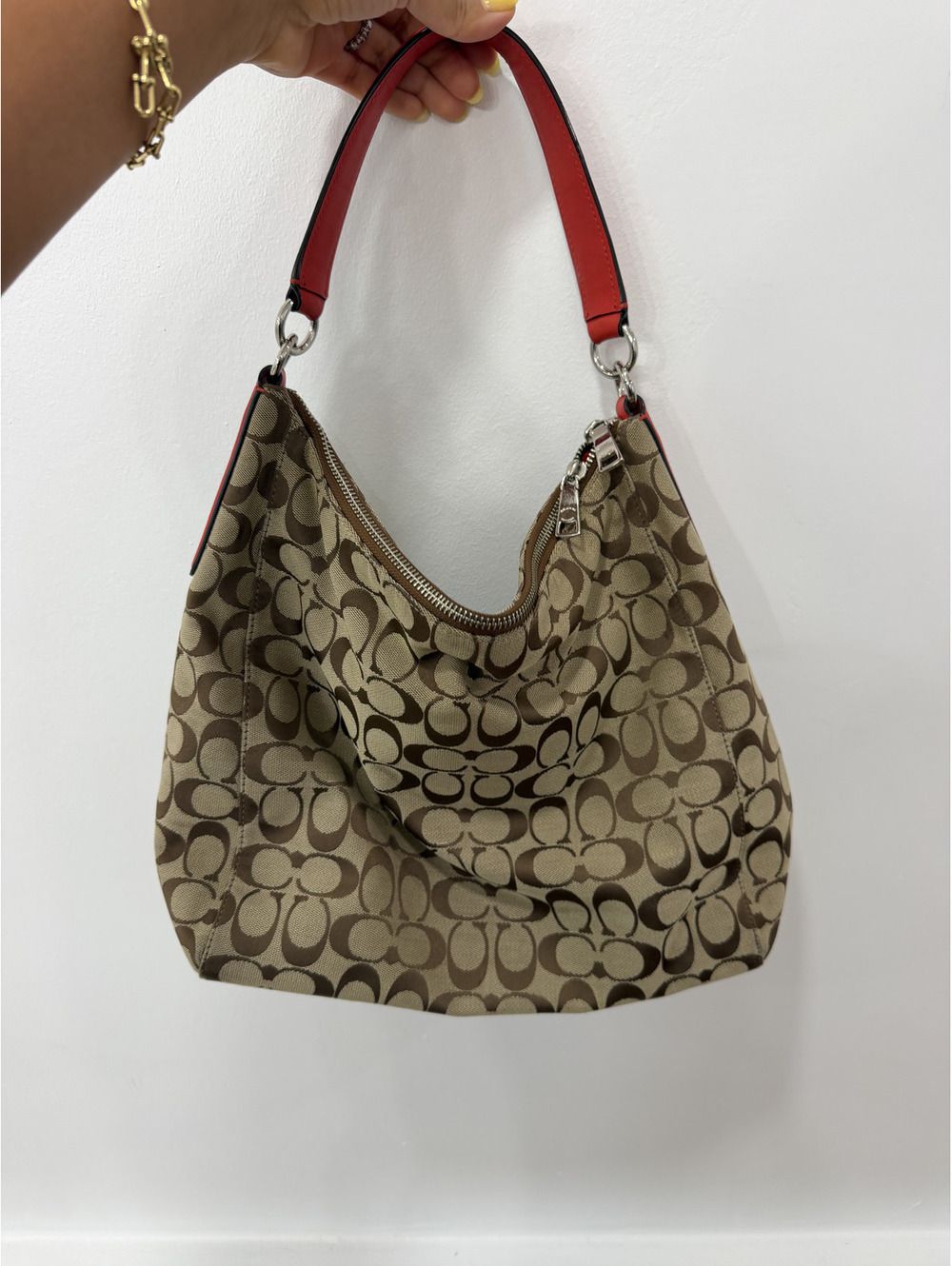 Coach Vintage Large Signature CC Hobo Convertible Shoulder Bag Cardinal Y2K